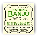 D'Addario Cordes pour banjo 5 cordes D'Addario J60, nickel, Light, 9-20