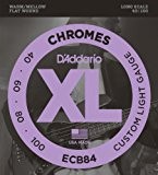 D'Addario Cordes pour basse D'Addario Chromes ECB84, Custom Light, 40-100, cordes longues