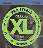 D'Addario Cordes pour basse D'Addario ProSteels EPS165, Custom Light, 45-105, cordes longues