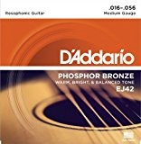 D'Addario Cordes pour guitare à résonateur avec revêtement D'Addario EJ42, 16-56