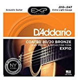 D'Addario Cordes pour guitare acoustique avec revêtement D'Addario EXP10, 80/20, Extra Light, 10-47