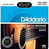 D'Addario Cordes pour guitare acoustique avec revêtement D'Addario EXP11, 80/20, Light, 12-53