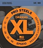 D'Addario Cordes pour guitare électrique D'Addario ProSteels EPS510, Regular Light, 10-46