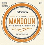 D'Addario Cordes pour mandoline D'Addario J74, bronze phosphoreux, Medium, 11-40