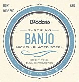 D'Addario EJ60 Jeu de cordes en nickel pour Banjo 5 cordes 9-20 Light