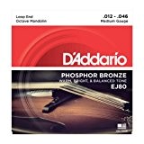 D'Addario Phosphor Bronze EJ80 12-46 médium - Jeu de cordes Mandoline octave