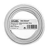 DCSk Câble d'enceinte - blanc - haut-parleurs - HiFi en cuivre - cuivre OFC - 2 x 2,5 mm² - ...