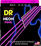 DR Strings NEON 45-105 Jeu de Cordes pour Guitare Basse Rose