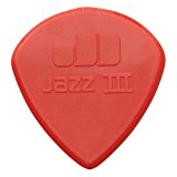 Dunlop Nylon Jazz III Lot de 12 plectres de guitare pointus dans leur boîte de rangement Rouge 1,38 mm