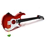 'E Support TM 4 cordes 21 enfants Guitare électrique instrument de musique Jouet pour enfants Enfants cadeau à arceau marron