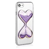EGO® 3D Liquid Case pour iPhone Cover brillant liquide Bling Paillettes Glitter Cœur brocart Sablier für iPhone 7 Violett