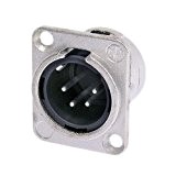 Electrovision Neutrik 4 Pole NC4MD-L-1 Male Receptacle, Solder Cups, Nickel Housing, Silver Contacts NE395