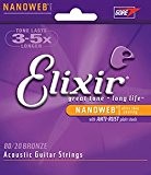 Elixir Cordes de guitare acoustique Revêtement 80/20 Bronze Nanoweb Extra Light, 10-47 2 Pack