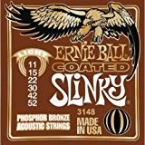 Ernie Ball P03148 Cordes pour guitare acoustique Light Coated Slinky (.011 .015 .022 .030 .042 .052)