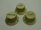 (Fabrique IN JAPAN)High Quality VINTAGE Relic Strat Knob RelicWhite set metric