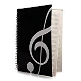 FACILLA® Cahier de musique portées partition manuscrit A4 à spirales 40 pages noir