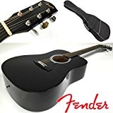 Fender Squier Kit de guitare folk acoustique, forme dreadnought, couleur noire, avec sac à dos pour le transport