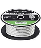 FosPower [UL Listed] 14AWG cuivre nu 2-Conductor CL2 In-Wall fil haut-parleur avec Blanc Jacket et Nylon Ripper - 15m