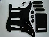 Full stratocaster guitar pickguard accessory cover knobs kit black fits fender