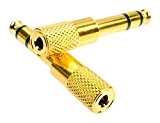 Golden Mini Jack 1/8" 3.5mm Male to 1/4" 6.5mm Female Adapter Stereo Plug TRS copper gold, by LC Prime