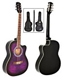 Guitare acoustique style ‹‹ Western ›› à la taille 4/4 ornée d'un dessin de lilas en violet et noir vendue ...