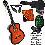 Guitare de concert élèves classique dans Sunburst, avec accordeur, capodastre avec sac à dos, extra Cordes, LED et lehrbuch : Sonny ...
