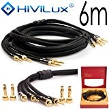 HiViLux Lot de 2 câbles haut-Parleurs en cuivre sans oxygène)/6 m/HiFi stéréo séparables avec fiches bananes