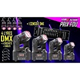 Ibiza Light - Pack De 4 Lyres Led Lmh Froggy Dmx + 1 Console Dmx + Crochets + Câble ... ...