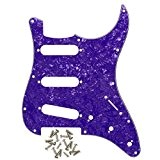 IKN® 3 Ply SSS Pickguard pour Fender Squier SQ Guitare électrique, violet clair perle 11 trous avec vis