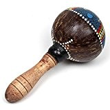 Instrument de percussion Maraca / shaker Motif soleil peint à la main issu du commerce équitable