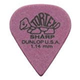 Jim Dunlop Lot de 12 médiators Dunlop Tortex Sharp pour guitare dans une boîte pratique 1,14 mm Violet