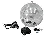 Kit lumière Disco NIGHT FEVER avec boule à facettes couleur argent + moteur + projecteur ponctuel LED, Ø 30 cm ...