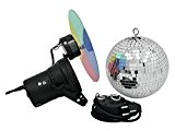 Kit lumière Disco NIGHT FEVER avec boule à facettes + moteur, projecteur PAR-36 + ampoule, disque rotatif de couleurs + ...