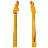 Kmise Manche en érable brillant 22 frettes pour guitare électrique Fender Stratocaster Strat ST Gloss Yellow