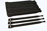 Lot de 10 Câble bande Velcro serre-câbles Canne à pêche ruban noir 190 x 20 mm