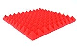 Lot de 4 panneaux acoustiques en mousse pyramidale Isolation phonique pour studio Rouge 500 x 500 mm