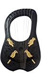 Lyre Harpe 10 cordes en métal en noir Couleur Doré Oiseaux/Lyra Jante Harpe en bois Shesham