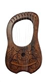 Lyre Harpe 10 cordes en métal gravé en bois de sheesham/Lyra Jante en palissandre Harpe 10 cordes Étui Gratuit + Clé d'accordage