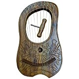 Lyre harpe gravée en bois de sheesham 10 cordes en métal Housse de transport gratuite et clé