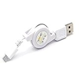 M-one Blanc rétractable micro USB câble de chargement pour - PNY 5200 Powerpack Portable USB chargeur de batterie Power Bank