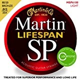 Martin SP Lifespan 80/20 Jeu de cordes pour guitare folk Tirant light (0.12-0.54) Bronze