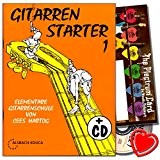 Médiator guitare Starter 1 - École pour débutants de CEES HARTOG avec CD, set, cœur Note Pince - Idée Cadeau Idéal.