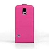 Meilleur style Samsung S5 Hot Pink flip Portefeuille Housse en cuir synthétique avec deux emplacements de carte pour Samsung S5