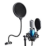 Microphone Filtre, Crenova Filtre de Microphone Micro Double Couches Écrans anti-vent et filtres anti-pop pour enregistrement studio avec un Masque ...