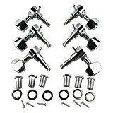 Musiclily 3+3 Big Button Sealed Guitar Tuning Keys Pegs Tuners Machine Head Set Guitar Parts, Chrome