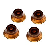 Musiclily Metric Size Plastic Speed Control Top Hat Bell Eletric Guitar Knobs for Gibson Les Paul Guitar Parts,Amber(Pack of 4)