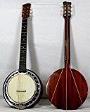 Musikalia Banjo Guitare GAUCHER, double caisse en aluminium, fond en bois de padouk avec marqueterie en érable, de lutherie