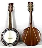 Musikalia Banjo Mandoline, avec caisse en aluminium, fond en acajou avec marqueterie en érable, de lutherie
