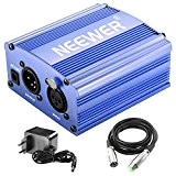 Neewer 1- Canal 48V Alimentation Fantôme Bleu avec Adaptateur et Un XLR Câble Audio