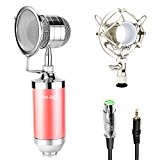 Neewer® Cardioïde Condensateur Haut-parleur & Microphone d'enregistrement Kit Comprend: (1) Microphone à Condensateur Rose avec Pop Filtre Intégré +(1) Support ...